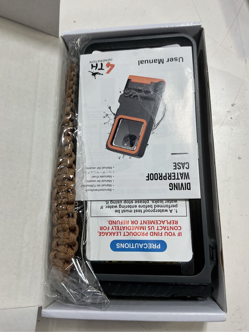 Condition photo showing New/Like New for diving phone case for iphone 17 16 15 14 13 pro max galaxy s25 s24 s23 ultra, 50ft/15m professional waterproof underwater case with real touchscreen, universal camera housing for snorkeling (black)
