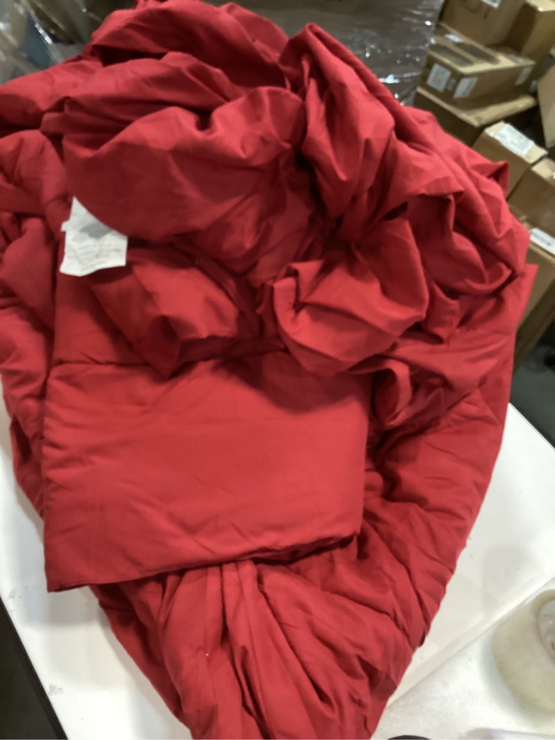 Condition photo showing As Is for CozyLux Queen Comforter Set Dark Red, 7 Pieces Bed in a Bag Queen Size Comforter Set with Sheets, Bedding Sets with Down Alternative Comforter, Fitted Sheets, Flat Sheets, Pillow Shams and Pillowcases Dark Red Queen