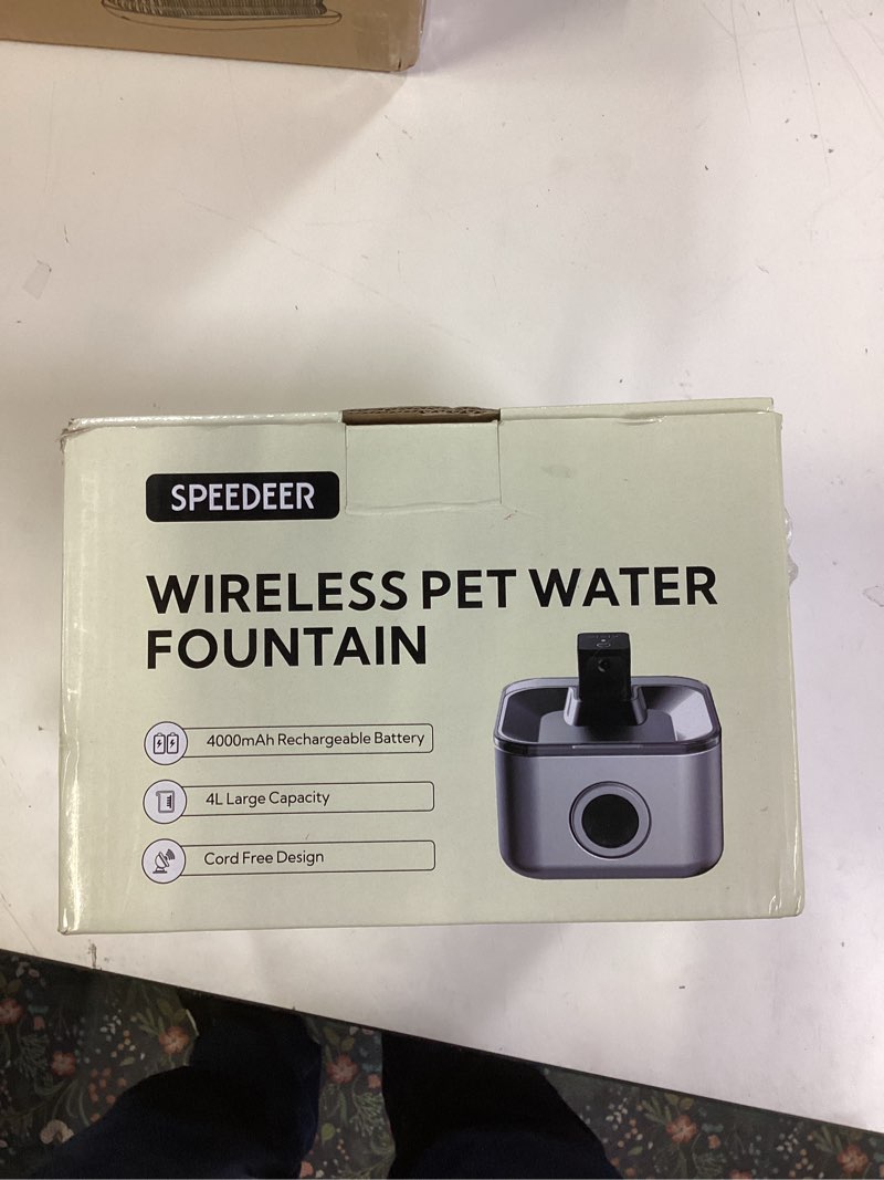 Condition photo showing New/Like New for Speedeer Wireless Cat Water Fountain Stainless Steel, 135oz/4L Pet Fountain Battery Operated, Cordless Running Water Dispenser for Cats & Dogs with Motion Sensor, Ultra Quiet, Multi-Filtration Cat Fountain + 1 Filter + 1 Sponge