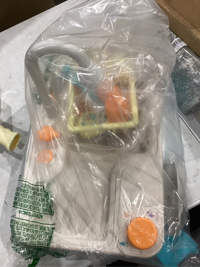 Condition photo showing As Is for JOVA lalalark Color Changing Play Sink with Running Water, Kids Sink Toy with Electric Dishwasher, Chopping Sounds and Automatic Water Cycle System, Pretend Kitchen Sink for Toddler Birthday Gift Blue