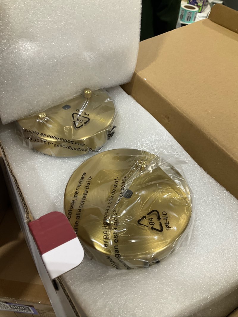 Condition photo showing New/Like New for Gold Battery Operated Wall Sconces Set of 2, Crystal Rechargeable Wireless Wall Sconce Light Fixtures for Home Decor, Dimmable 12 RGB and 3CCT Wall Lamps with Remote for Living Room Bedroom Hallway Gold 21 inch