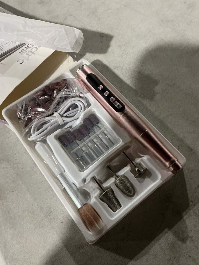 Condition photo showing Good Condition for Cordless Nail Drill 35000RPM, Portable Electric Nail File for Acrylic Gel Nails, Professional Manicure Pedicure Kit, Rechargeable Pedicure Tools for feet with LCD Display, Low Noise Low Vibration