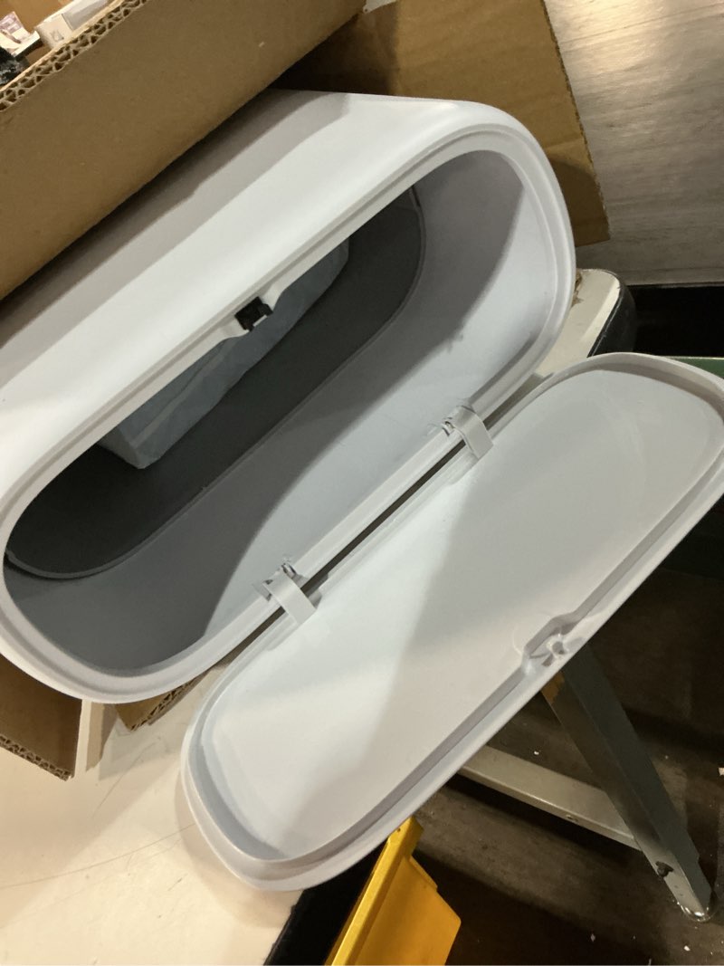 Condition photo showing Good Condition for small bathroom trash can with lid, 3 gallon slim garbage bin with pop-up lid & air-pressure bag lock, mini waste basket for bathroom, bedroom, kitchen, office, rv, white - includes 75 bags (5 rolls)