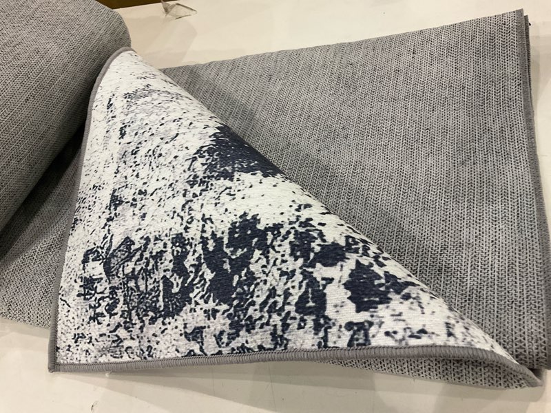 Condition photo showing New/Like New for OMERAI Washable Area Rug 6x9 Grey Rugs for Living Room Abstract Modern Design, Machine Washable Grey Large Carpet for Bedroom Office Dining Room Kitchen, Ultra-Thin Non-Slip Stain Resistant 6' x 9' (Rectangular) Tpe04-grey