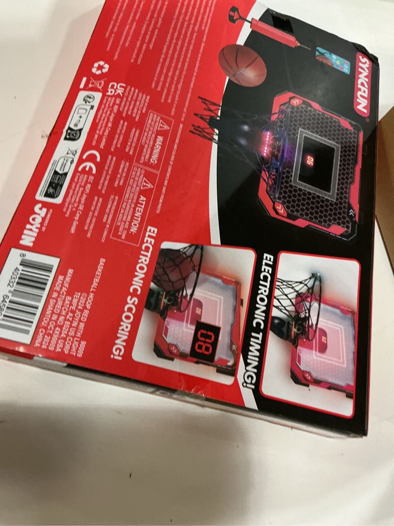 Condition photo showing Good Condition for SYNCFUN Mini Basketball Hoop Over The Door, LED Indoor Basketball Hoop for Kids with Scoreboard & 4 Balls, Basket Ball Game Toys Gifts for Boys Ages 3 and UP(Red)