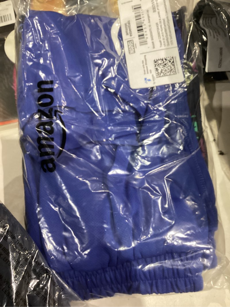 Condition photo showing New/Like New for Amazon Essentials Boys Mesh Basketball Gym Shorts Medium Avengers Logo