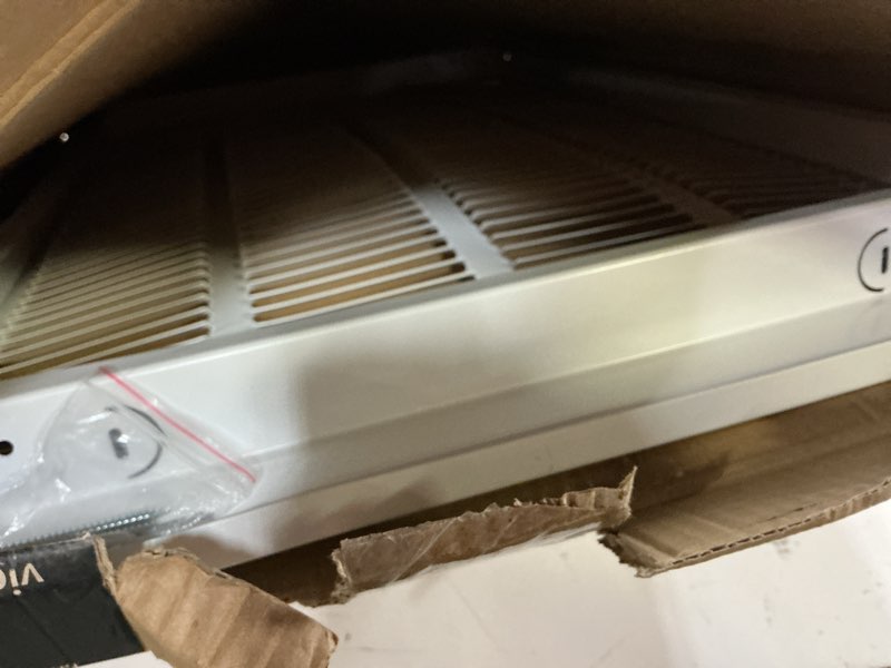 Condition photo showing New/Like New for ez-flo 16 x 25 inch (duct opening) return air vent cover for wall or ceiling, solid steel return air filter grille, hvac vent cover, white, 61671 16 in. x 25 in.