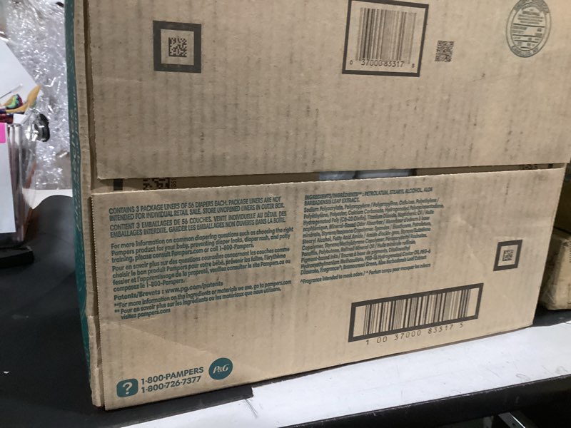 Condition photo showing New/Like New for pampers swaddlers diapers, size 3 (13-26 lbs), 168 count, absorbent, keeps baby dry and comfortable, skin safe disposable baby diaper size 3 168