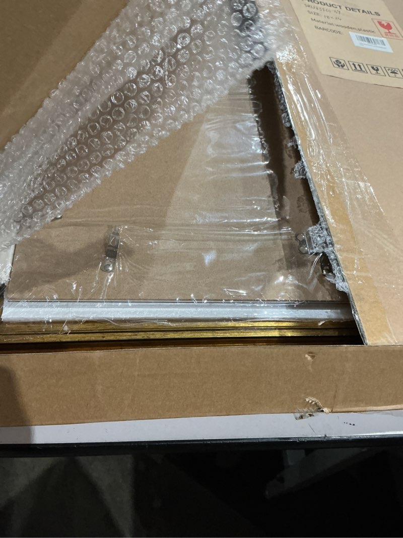 Condition photo showing As Is for tkygu 18x24 picture frame with real glass set of 2, vintage frames - antique style frames for wall - ornate frame for rustic gold office or home decor display family friends wedding gift ps-gold-2pcs 18x24in