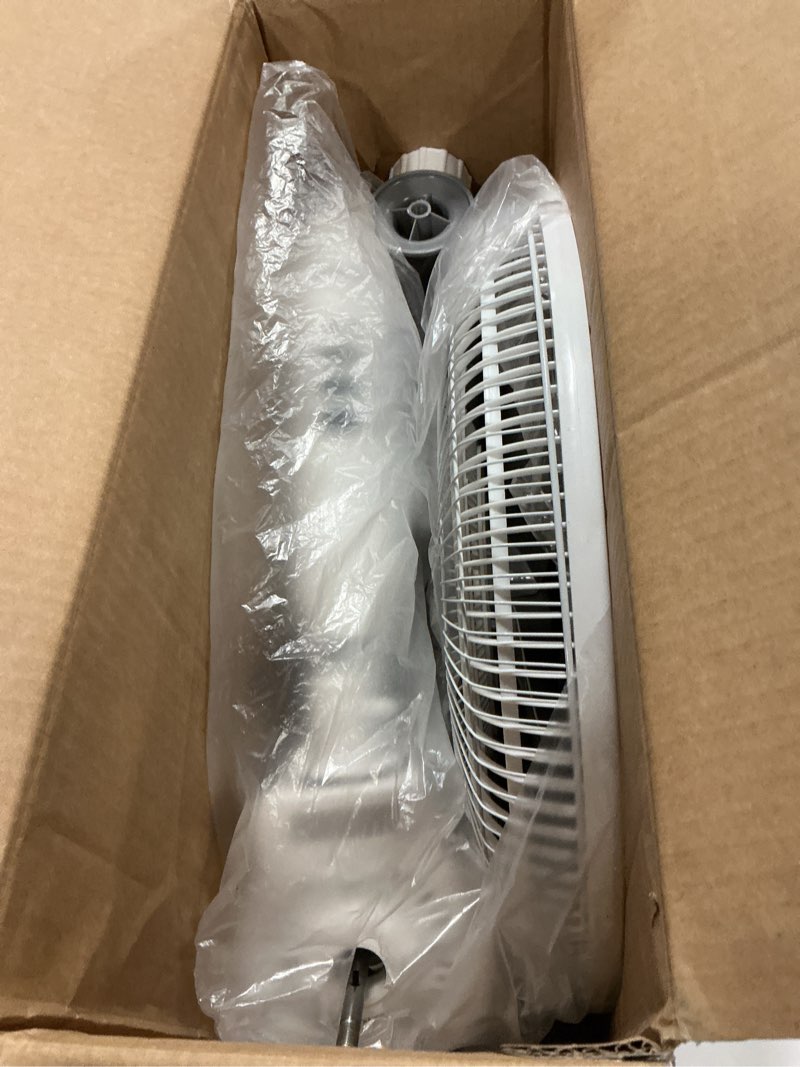 Condition photo showing As Is for EZ-CHILL 16” Oscillating Pedestal Fan, 3-speed Options, 90-Degree Oscillating Head, Adjustable Height and Tilt, Powerful Air Flow, White, MTSP15-16AZ