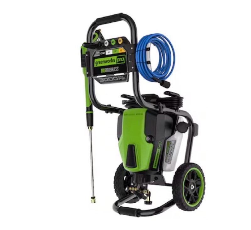 greenworks pro 3000-psi 2.0-gpm cold water electric pressure washer with 5 spray tips