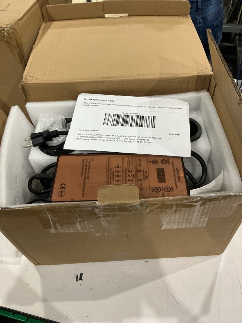 Condition photo showing Good Condition for salt chlorine generator - westaho pool salt system for inground pools up to 40,000 gallons, usa titanium cell (10,000-hour lifespan) & waterproof control panel, built-in power supply, 1.4 lb cl output