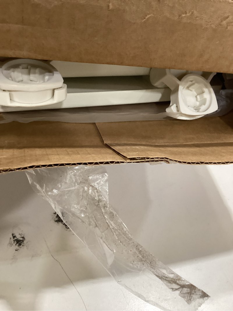 Condition photo showing As Is for Bemis Elongated Enameled Wood Toilet Seat in Biscuit with Easy•Clean? Hinge