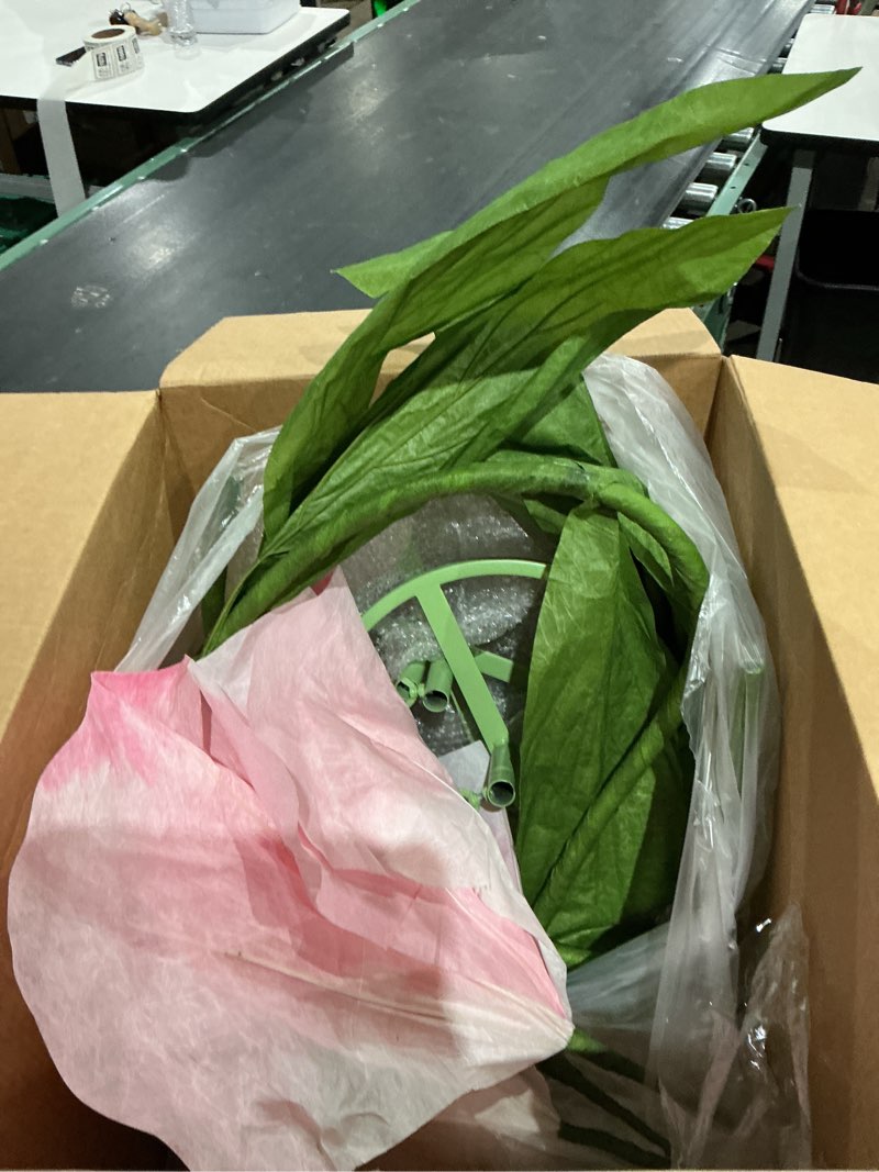 Condition photo showing As Is for giant flowers for decoration, big artificial flowers with stand, waterproof large handcrafted paper flowers for wedding, outdoor garden party, shop