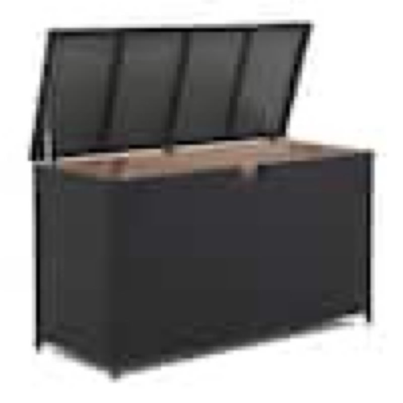 125 Gal. Black Wicker Outdoor Storage Deck Box