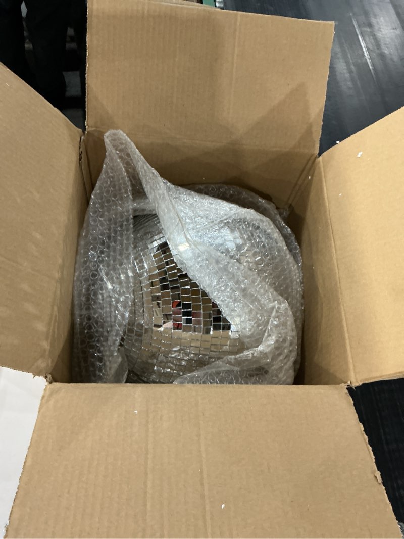 Condition photo showing As Is for Youdepot Disco Ball 12-Inch – Large Hanging Mirror Ball Disco Ball Decor for Disco Party Decorations, Weddings, Events, Disco Christmas Decor, and Home Celebrations 12 in