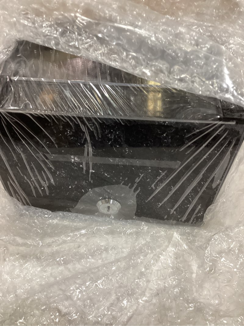 Condition photo showing New/Like New for Teling Acrylic Suggestion Box with Card Pocket Safe Donation Box with Lock and Sign Plate for Voting, Charity, Suggestion Collection Supplies(Black,7. 5 x 5 x 8 Inches) Black 7. 5 x 5 x 8 Inches