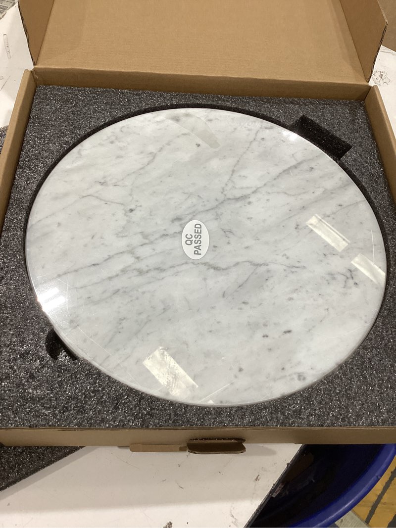 Condition photo showing Good Condition for natural marble serving tray, 11.8in round, carrara marble, bathroom/kitchen/coffee table tray for counter, decorative vanity for catchall, fruit and snack
