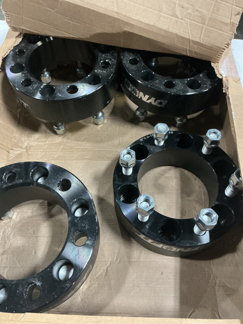 Condition photo showing Good Condition for dynofit 1.5 inch 6x5.5 wheel spacers for chevy silverado gmc sierra 1500 yukon xl avalanche,4pcs 6x139.7 m14x1.5 studs 78.1mm bore hubcentric forged spacer for tahoe escalade k1500 suburban 1.5 inch hubcentric