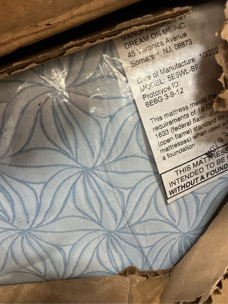 Condition photo showing Good Condition for dream on me little lullaby 5” 2-in-1 crib & toddler mattress, dual-sided infant & toddler support, waterproof & stain resistant, greenguard gold & baby safety alliance certified - blue floral