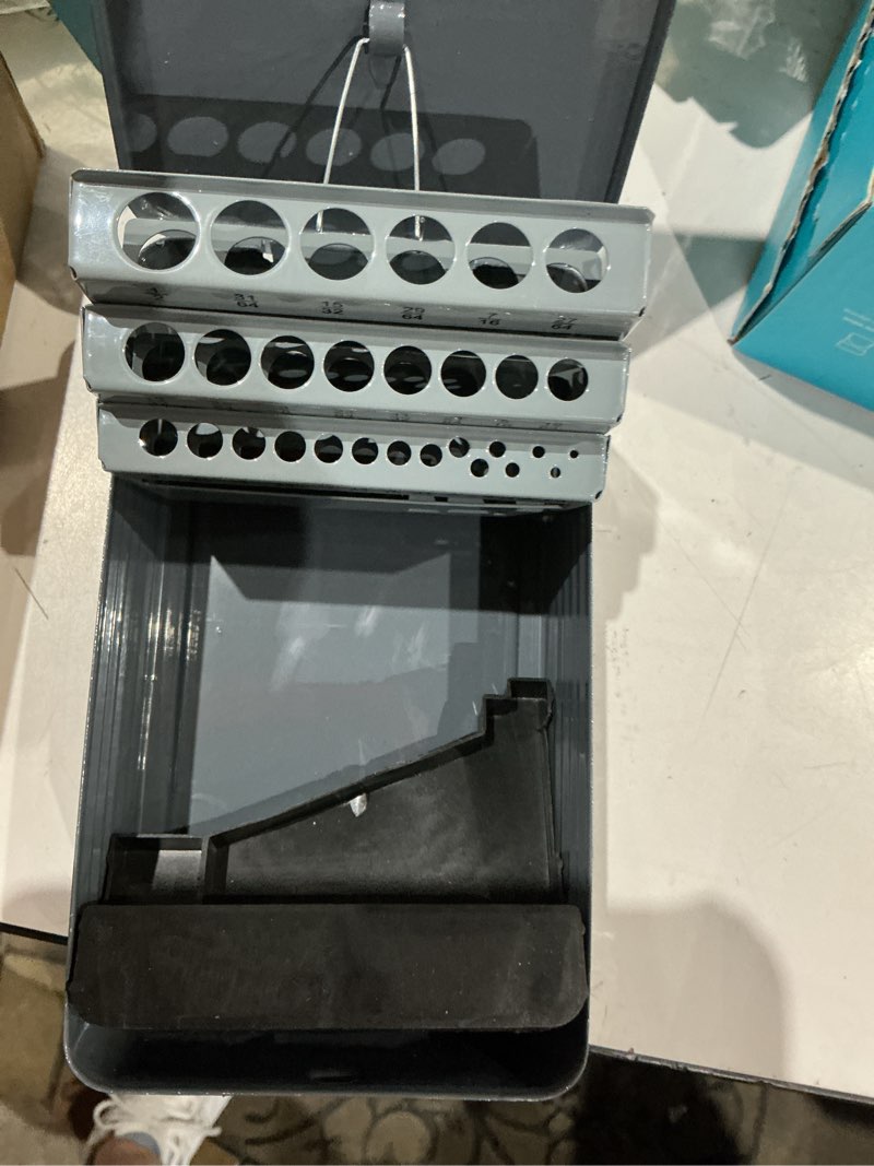 Condition photo showing As Is for 29pcs drill bit index box, empty metal case (excluding drill bits), 1/16"-1/2" 29pcs drill box-2
