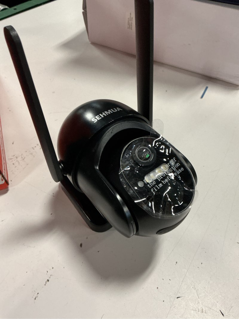 Condition photo showing As Is for solar wireless security camera, 2k 360° view, battery, wifi, night vision, pi...model: s40 input: dc 5v 2a imei: 865031063263239 s/n: s422242504303815 a3 fuid: velwqpiip3m5zu04q5na fcc id:2awt7-rbx-s40