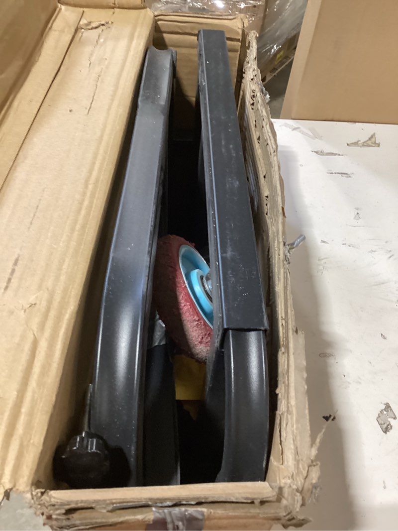 Condition photo showing As Is for folding drywall dolly w/ 5" swivel casters, 44.5" x 22" x 40" plywood cart w/ 2000 lbs load capacity, portable panel truck cart for handling plywood, plasterboard, glass red wheel