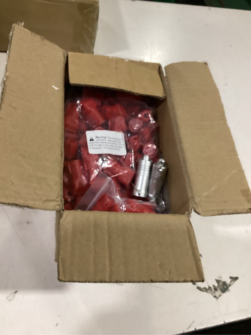 Condition photo showing As Is for ironwalls 100pcs peg hook locks stop locks, 6mm plastic stop locks pegboard locks red for retail store