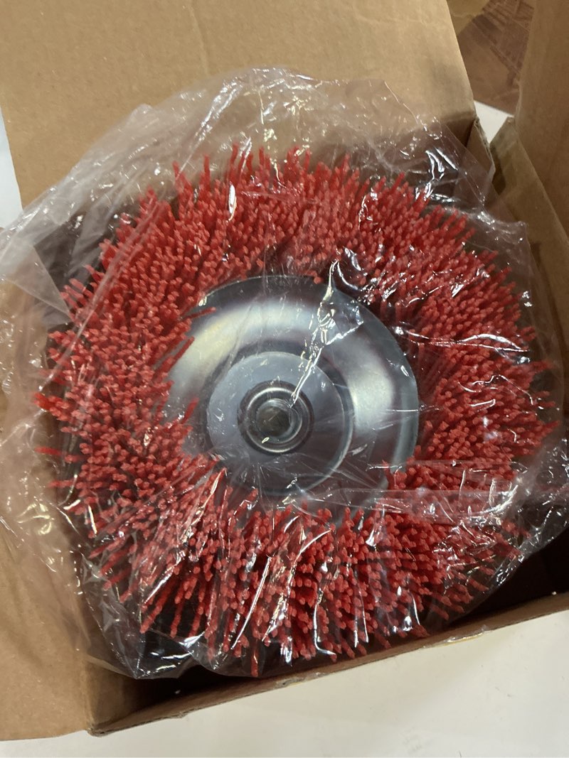 Condition photo showing New/Like New for dura-gold 6" abrasive filament nylon bristle cup brush - coarse sanding scuffing brush, 5/8" 11 thread, 1/4" drill arbor - remove rust, corrosion, paint - surface prepping for truck bed liner coatings 6-inch