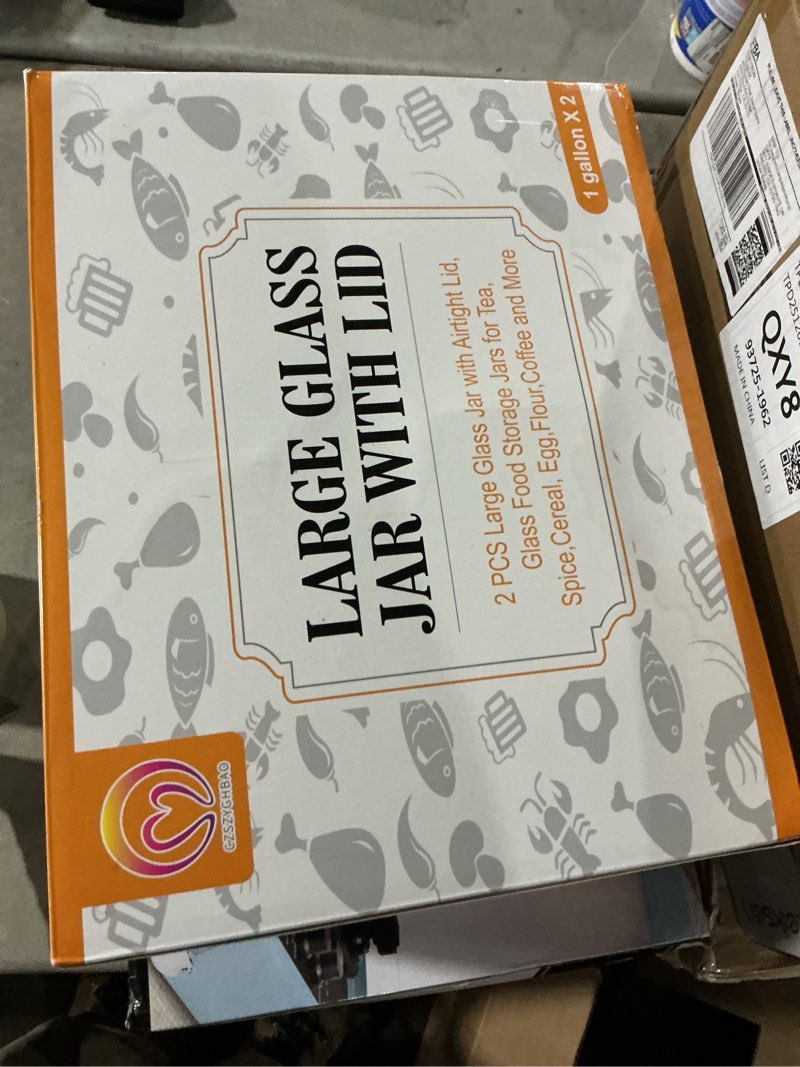 Condition photo showing Good Condition for 2 PCS Large Glass Jar with Airtight Lid, Glass Food Storage Jars for Tea,Spice,Cereal, Egg,Flour,Coffee and More(1 gallon/4000 ml) 4000ml