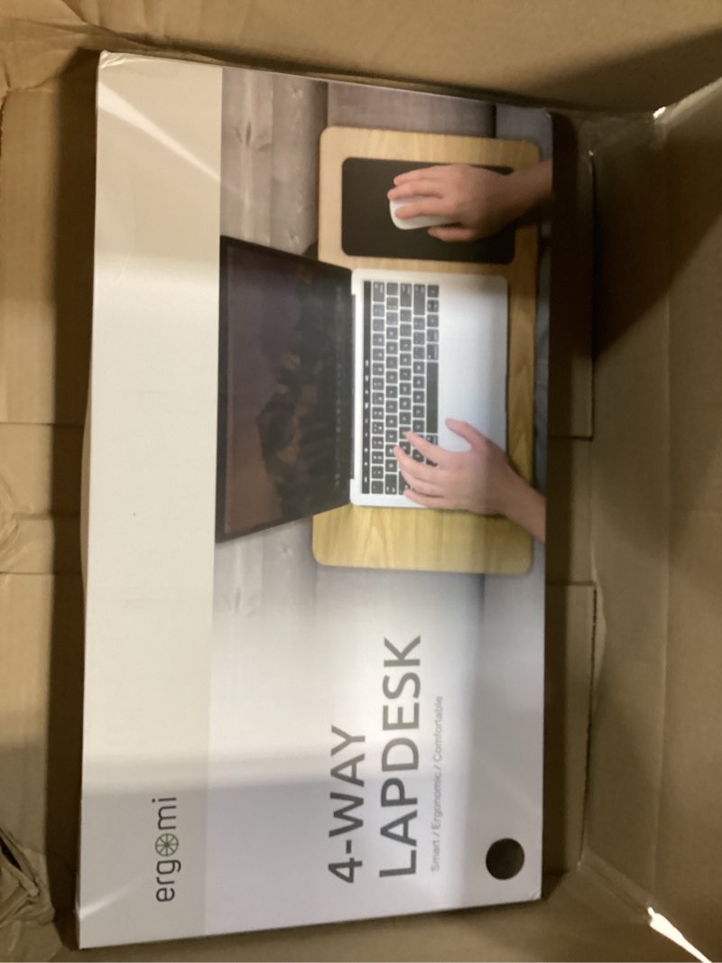 Condition photo showing New/Like New for Lap Desk with Soft Cushion and Wrist Rest – Portable Laptop Desk for Bed, Couch & Home Office, Removable Mouse Pad & Anti-Slip Strip for 17 inch Laptop (Large, Wood Pattern) Large-Wood Pattern