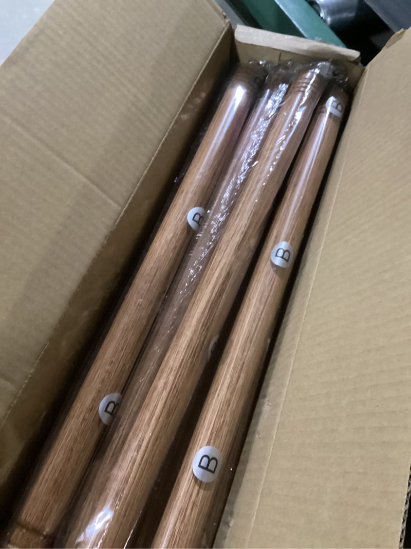 Condition photo showing Good Condition for 2 Pack Wood Curtain Rod for Windows 48 to 84 Inch, 1'' Diameter Adjustable Heavy Duty Rustic Farmhouse Drapery Rods with Boho Imitation Wooden Grain Decorative Finials, Size: 30''-88'' – Light Wood Light Wood ?30-88?2 pack