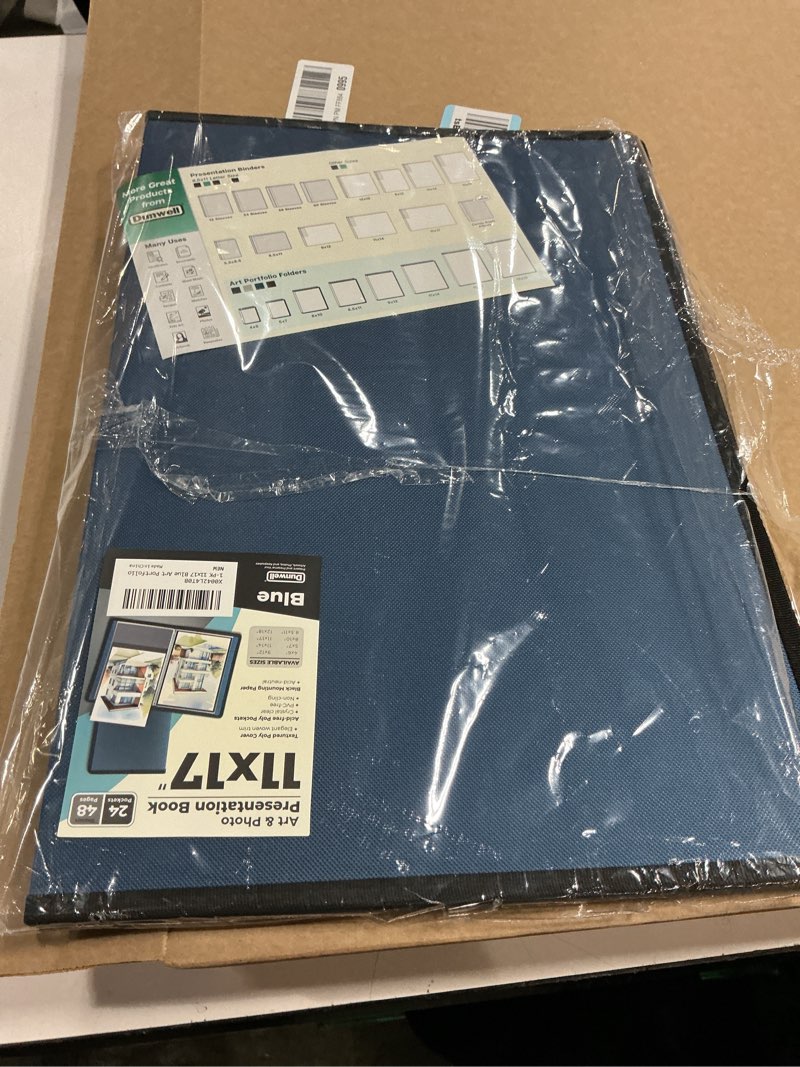 Condition photo showing New/Like New for Dunwell 11x17 Art Portfolio Binder with Black Mounting Paper (Black), Large Portfolio Folder for Artwork Storage, 24 Clear Plastic Sleeves, Displays 48 Pages, Acid-Free 11 x 17 Presentation Book 11x17" w/ BLK Paper Black