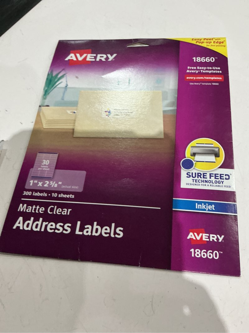 Condition photo showing Good Condition for matte clear easy peel mailing labels w/ sure feed technology inkjet printers 1 x 2.63 clear 30/sheet 10 sheets per pack | 1 pack of: 300