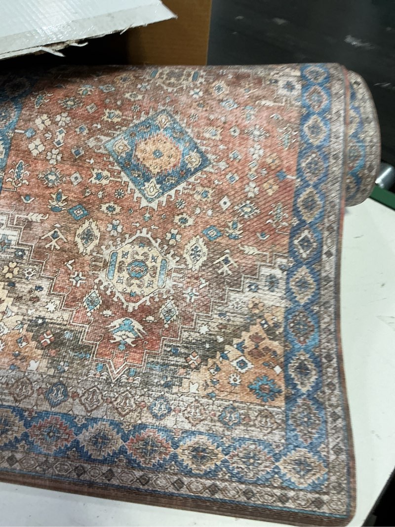 Condition photo showing As Is for KIMODE Anti Fatigue Kitchen Mats for Floor,17.3" x 29" Vintage Red Cushioned Kitchen Rugs,Non-Slip Waterproof Kitchen Sink Standing Mat Wipe Clean for Kitchen Floor