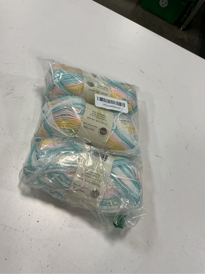 Condition photo showing Good Condition for 3 skeins of sensy softee baby yarn, 3.5 oz, 275 yards, gauge 3 light (turquoise yellow batik) 3 skeins turquoise yellow batik