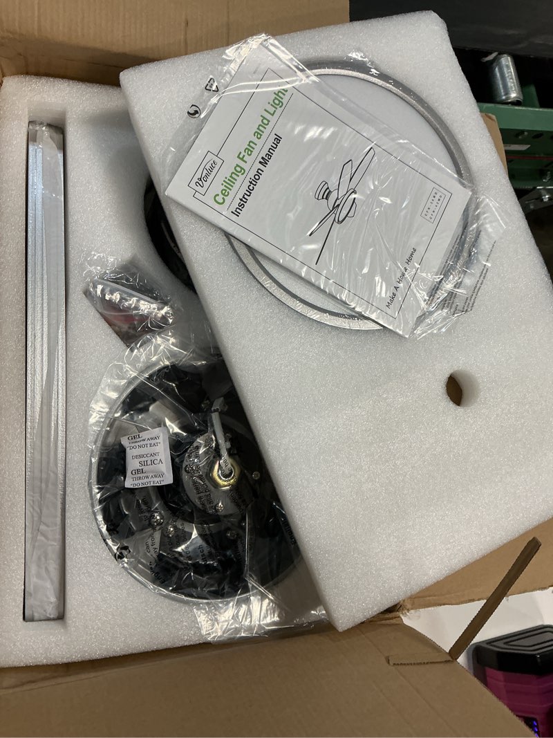 Condition photo showing New/Like New for vonluce ceiling fans with lights, 36 inch ceiling fan and remote, full-spectrum led light, 3cct, 6-speeds noiseless reversible dc motor, modern ceiling fan for bedroom living room farmhouse, nickel nickel 36 inch