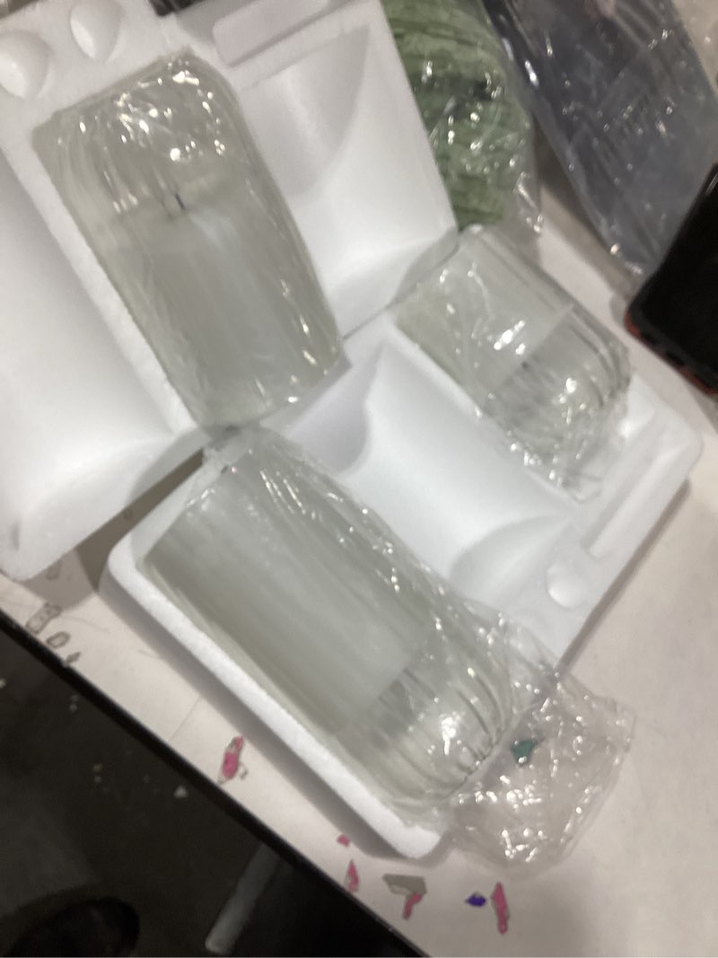 Condition photo showing Good Condition for Clear Glass Flameless Candles with Remote, Real Wax Flickering Battery LED Pillar Candles Set of 3