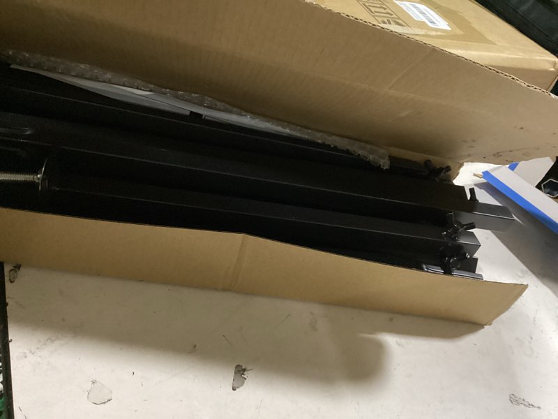 Condition photo showing As Is for fomcet over the table rod stand with clamps 13"-42'' tall 29"-98" length metal black adjustable table arch hanging for wedding birthday party christmas anniversary decoration 1 black