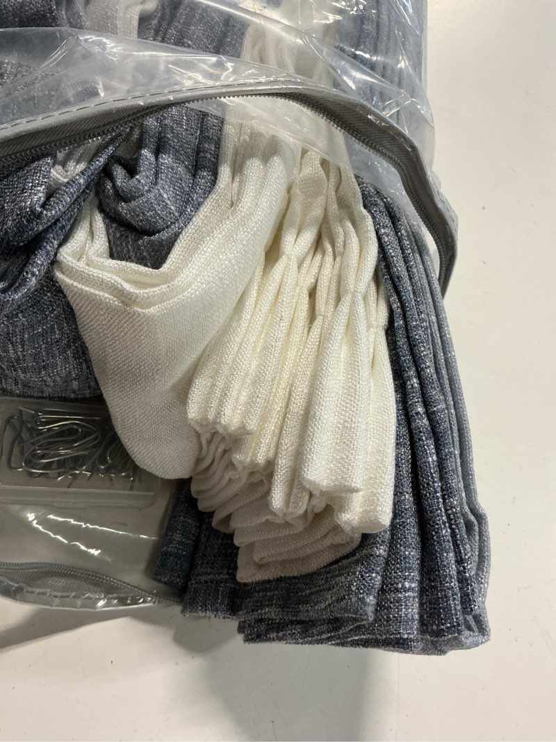 Condition photo showing Good Condition for central park ombre pinch pleat curtain panels rayon blend textured semi sheer window treatment drape with backtab for living room bedroom, cream white to indigo blue, 40"x102"x2 40"w x 102"l (pack of 2) indigo blue