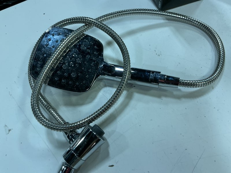 Condition photo showing As Is for allen + roth somerton 4 -spray polished chrome 5.15-in handheld shower head 1