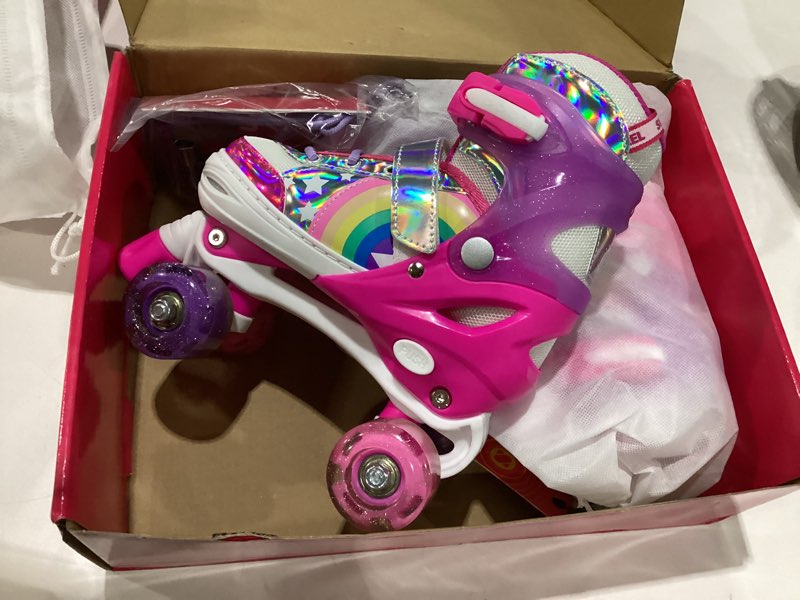 Condition photo showing Good Condition for sulifeel rainbow unicorn 4 size adjustable roller skates for girls boys for kids ages 3-5 5-8 6-12 children skates indoor outdoor