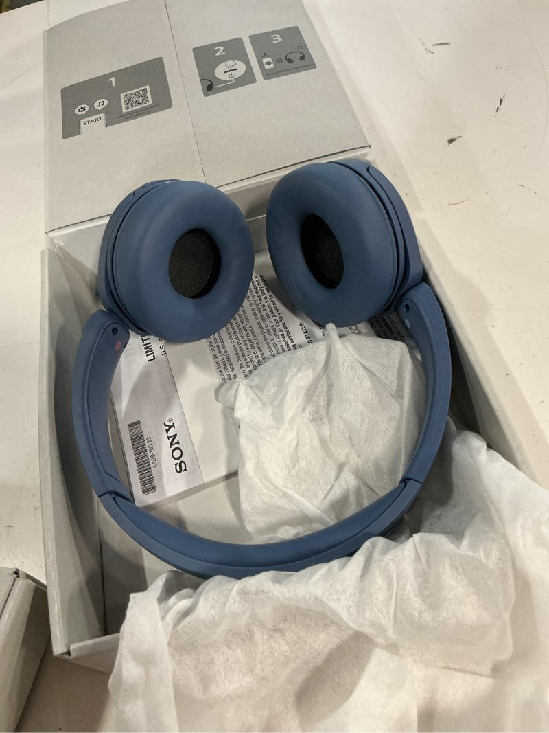 Condition photo showing As Is for sony wh-ch520 wireless headphones bluetooth on-ear headset with microphone and up to 50 hours battery life with quick charging, blue