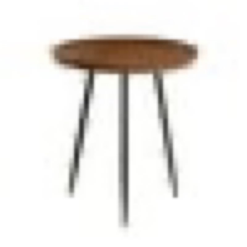Chervey Side Table Mango Wood & Iron in Walnut & Black Legs