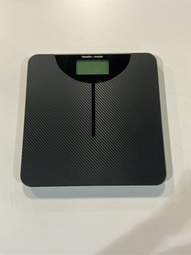 Condition photo showing As Is for health o meter lcd carbon fiber digital body weight scale, 400lb capacity