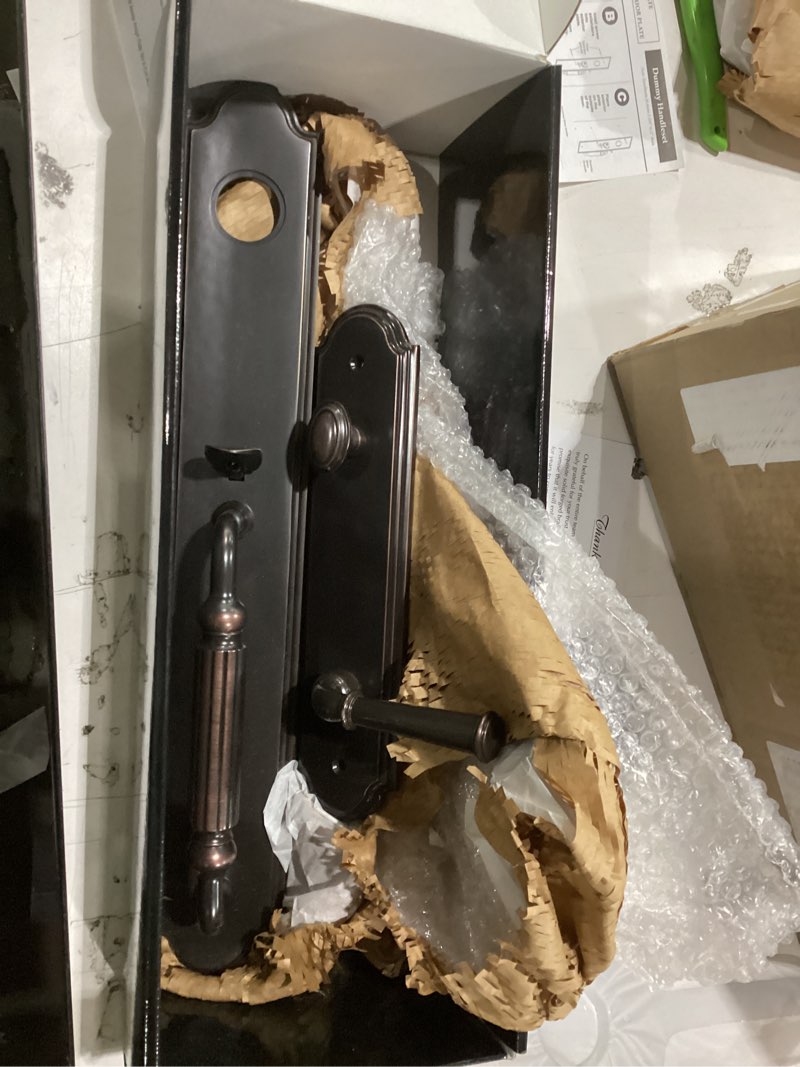 Grandeur 849361 Hardware Fifth Avenue One-Piece Handleset with F Grip and Bouton Knob, Dummy Entry Set, Timeless Bronze Dummy Timeless Bronze