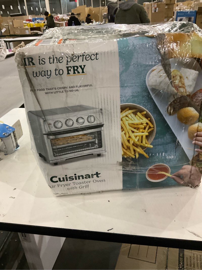 Condition photo showing As Is for Cuisinart Air Fryer Toaster Oven with Grill, 1800W 8-1 Air Fryer Oven with Bake, Convection Bake, Grill, Broil and Warm Options, Large Capacity, 60-Minute Timer, TOA-70NAS, Stainless Steel Stainless Steel Convection Toaster Air Fryer Oven w/ Grill