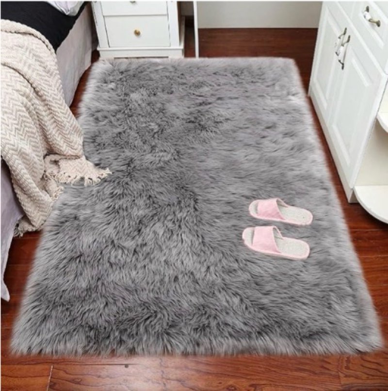 Faux Sheepskin Fur Rug Fluffy Rug Shaggy Rugs for Bedroom Living Room Area Rug Fluffy Sofa Floor Carpet Home Decoration Grey Rugs(Grey?Rectangle 2.6 x 5.9 Feet)