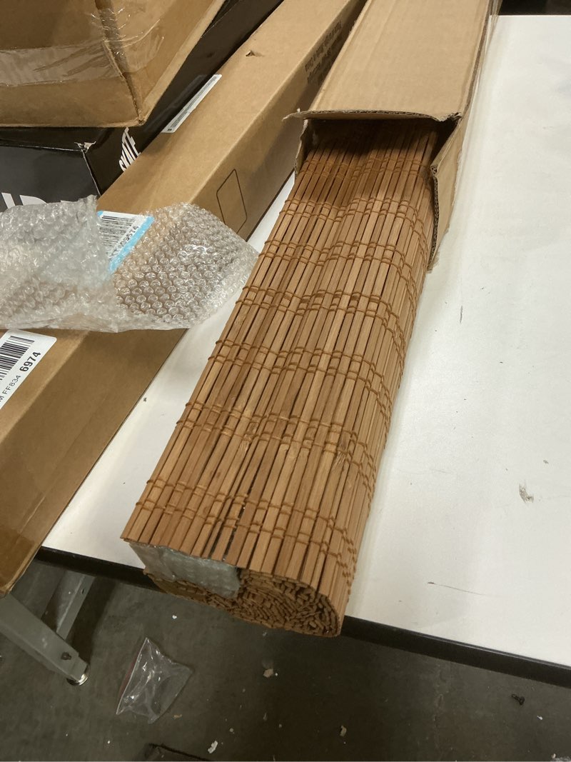 Condition photo showing Good Condition for LazBlinds No Tools No Drill Cordless Bamboo Roman Shades, Light Filtering Window Treatment, Roll Up Bamboo Blinds for Windows 24'' W x 72'' H, Ceylon Light Russet Light Filtering-ceylon Light Russet 24" W x 72" H