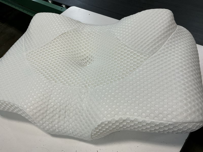 Condition photo showing Good Condition for osteo cervical pillow for neck pain relief, hollow design odorless memory foam pillows with cooling case, adjustable orthopedic bed pillow for sleeping, support for side back sleepers standard high(24.5*16.5*5.2/4.1 inches) white